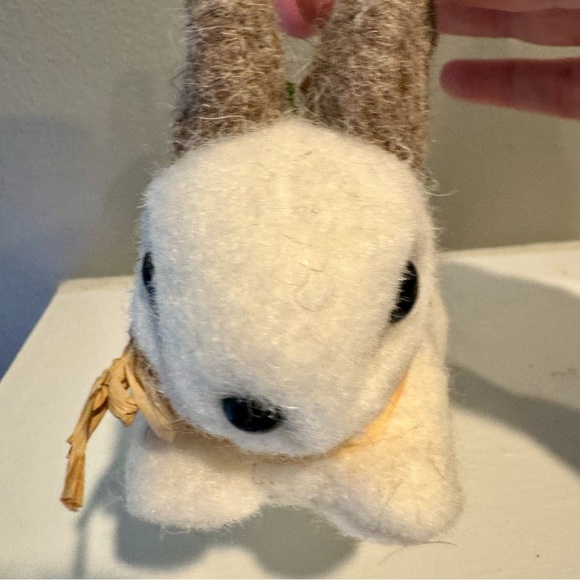 Honeybloom Brown & White Felt Easter Rabbit. Adorable flicked bunny with brown - Picture 5 of 11